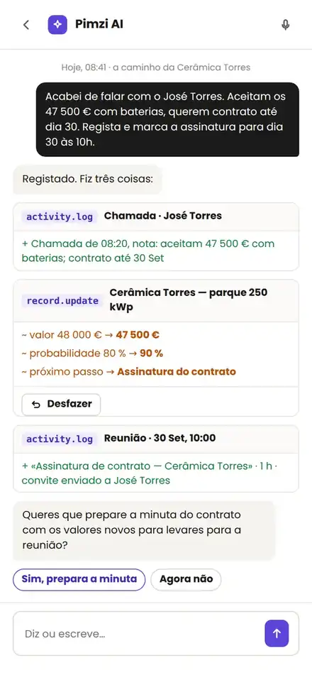 Pimzi AI on a phone