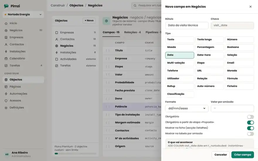 Pimzi object and field editor